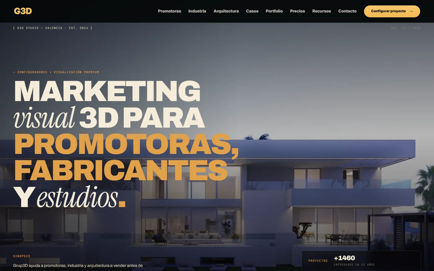 Captura del proyecto web de Grup3D