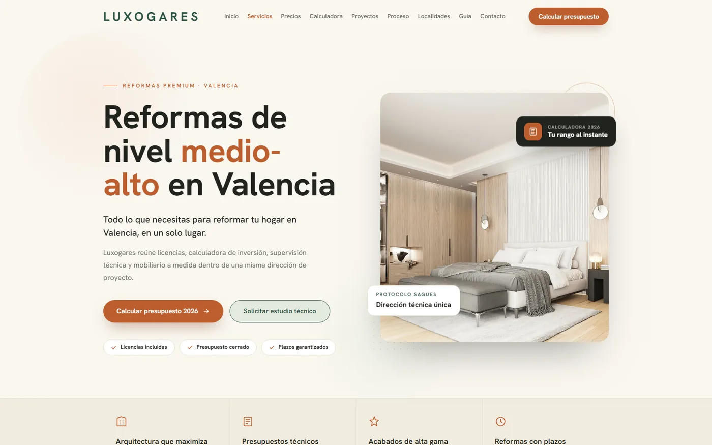 Captura del proyecto web de Luxogares